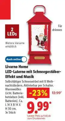 Lidl Livarno Home LED-Laterne mit Schneegestöber-Effekt und Musik Angebot