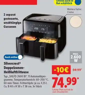 Lidl Silvercrest Doppelzonen-Heißluftfritteuse Angebot