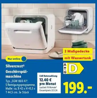 Lidl Silvercrest Geschirrspülmaschine Angebot