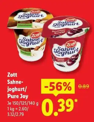 Lidl Zott Sahnejoghurt/Pure Joy Angebot
