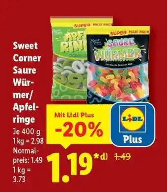 Lidl Sweet Corner Saure Würmer/Apfelringe Angebot
