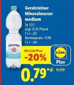 Lidl Gerolsteiner Mineralwasser medium Angebot