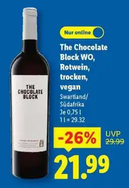 Lidl The Chocolate Block WO, Rotwein, trocken, vegan Angebot
