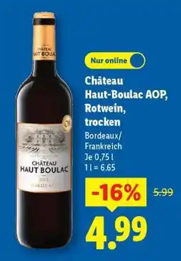 Lidl Château Haut-Boulac AOP, Rotwein, trocken Angebot