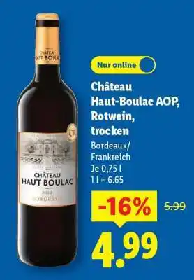 Lidl Château Haut-Boulac AOP, Rotwein, trocken Angebot