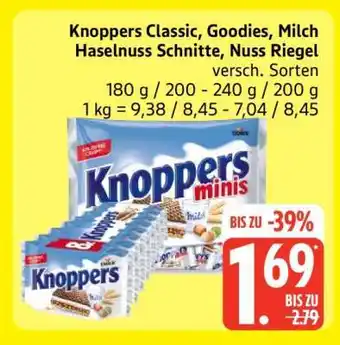 Edeka Knoppers Classic, Goodies, Milch Haselnuss Schnitte, Nuss Riegel Angebot