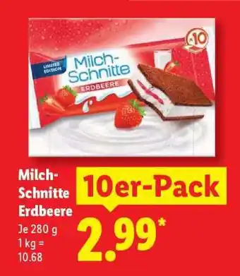 Lidl Milch-Schnitte Erdbeere 10er-Pack Angebot