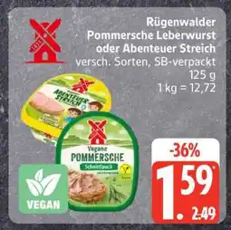 Edeka Rügenwalder Pommersche Leberwurst oder Abenteuer Streich Angebot