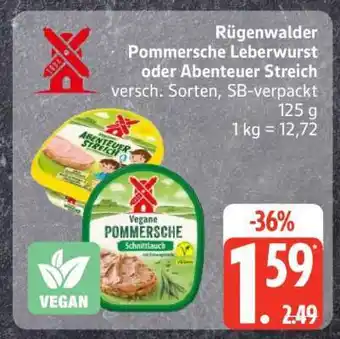 Edeka Rügenwalder Pommersche Leberwurst oder Abenteuer Streich Angebot