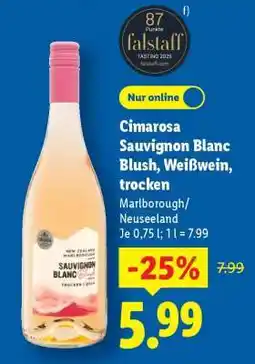 Lidl Cimarosa Sauvignon Blanc Blush, Weißwein, trocken Angebot