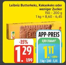 Edeka Leibniz Butterkeks, Kakaokeks oder weniger Zucker Angebot