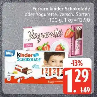 Edeka Ferrero Kinder Schokolade oder Yogurette Angebot