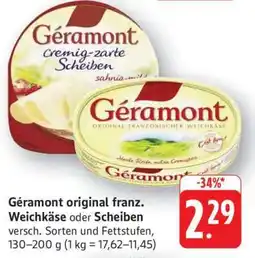 Edeka Géramont original franz. Weichkäse oder Scheiben Angebot