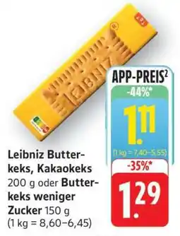 Edeka Leibniz Butterkeks, Kakaokeks oder Butterkeks weniger Zucker Angebot