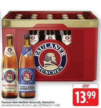 Edeka Paulaner Hefe-Weißbier Naturtrüb, Alkoholfrei Angebot
