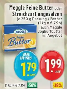 Edeka Meggle Feine Butter oder Streichzart ungesalzen Angebot