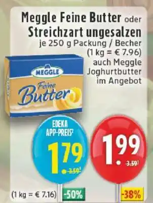 Edeka Meggle Feine Butter oder Streichzart ungesalzen Angebot