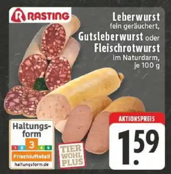 Edeka Rasting Leberwurst, Gutsleberwurst oder Fleischrotwurst Angebot