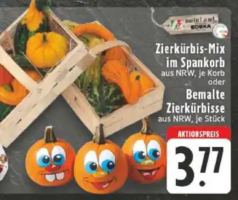 Edeka Zierkürbis-Mix im Spankorb oder Bemalte Zierkürbisse Angebot