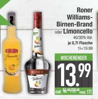 Edeka Roner Williams-Birnen-Brand oder Limoncello Angebot