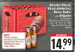 Edeka Reissdorf Kölsch, Kölsch alkoholfrei, Kölner Radler oder Dröppche Angebot