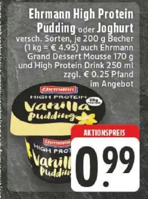 Edeka Ehrmann High Protein Pudding oder Joghurt Angebot