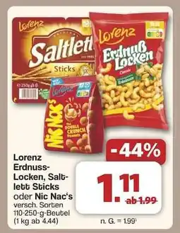 Famila Nord Ost Lorenz Erdnuss-Locken, Saltlett Sticks oder Nic Nac's Angebot