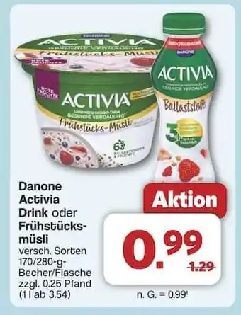 Famila Nord Ost Danone Activia Drink oder Frühstücks-müsli Angebot