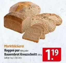 Famila Nord Ost Roggen pur 400 g nebo Bauernbrot Kreuzschnitt 500 g Angebot