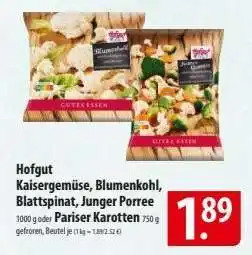 Famila Nord Ost Hofgut Kaisergemüse, Blumenkohl, Blattspinat, Junger Porree oder Pariser Karotten Angebot