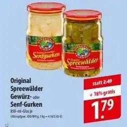Famila Nord Ost Original Spreewälder Gewürz- oder Senf-Gurken Angebot