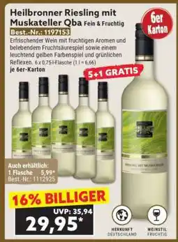 Norma Heilbronner Riesling mit Muskateller Qba Fein & Fruchtig Angebot