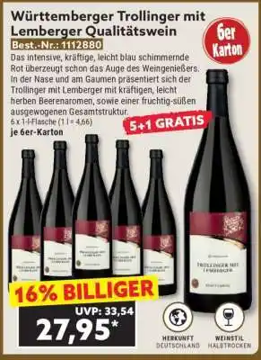 Norma Württemberger Trollinger mit Lemberger Qualitätswein Angebot