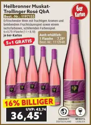 Norma Heilbronner Muskat-Trollinger Rosé QbA Angebot