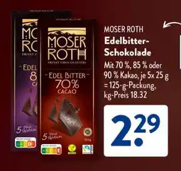 Aldi Süd MOSER ROTH Edelbitter-Schokolade Angebot