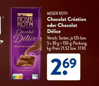 Aldi Süd MOSER ROTH Chocolat Création oder Chocolat Délice Angebot