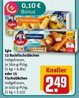 REWE Iglo 13 Backfischstäbchen oder 15 Fischstäbchen Angebot