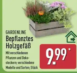 Aldi Nord GARDENLINE Bepflanztes Holzgefäß Angebot