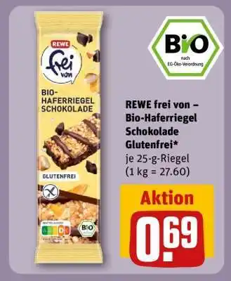 REWE REWE frei von – Bio-Haferriegel Schokolade Glutenfrei Angebot