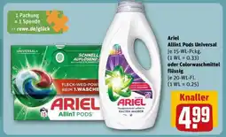 REWE Ariel Allin1 Pods Universal oder Colorwaschmittel flüssig Angebot