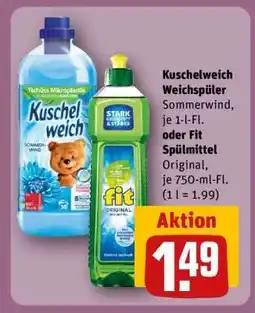 REWE Kuschelweich Weichspüler Sommerwind, je 1-l-Fl. oder Fit Spülmittel Original, je 750-ml-Fl Angebot