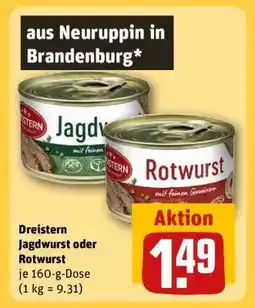REWE Dreistern Jagdwurst oder Rotwurst Angebot