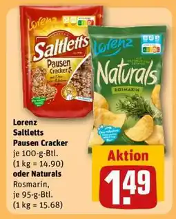 REWE Lorenz Saltletts Pausen Cracker oder Naturals Rosmarin Angebot