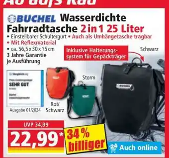 Norma BUCHEL Wasserdichte Fahrradtasche 2 in 1 25 Liter Angebot