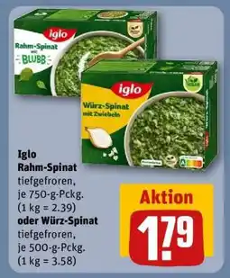 REWE Iglo Rahm-Spinat oder Würz-Spinat Angebot
