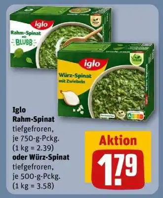 REWE Iglo Rahm-Spinat oder Würz-Spinat Angebot