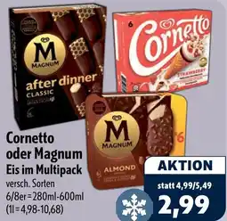 Aktiv Irma Cornetto oder Magnum Eis im Multipack Angebot