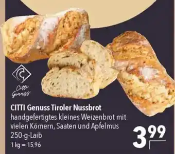 CITTI Markt CITTI Genuss Tiroler Nussbrot Angebot