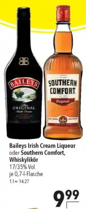 CITTI Markt Baileys Irish Cream Liqueur oder Southern Comfort, Whiskylikör Angebot