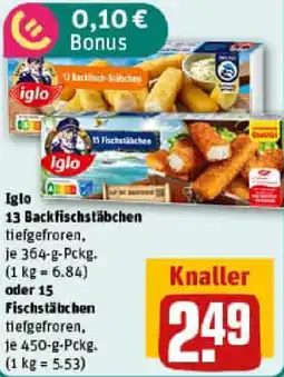 REWE Iglo 13 Backfischstäbchen oder Fischstabchen Angebot